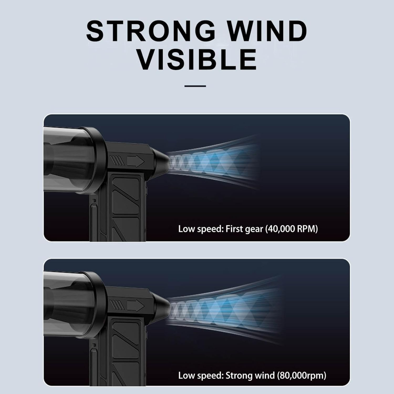 Compressed Air Duster, 130000RPM Handheld Car Vacuum-Air Blower& Pump, 4 Gear Adjustable Electric Air Duster Keyboard Duster With LED Light- Blower