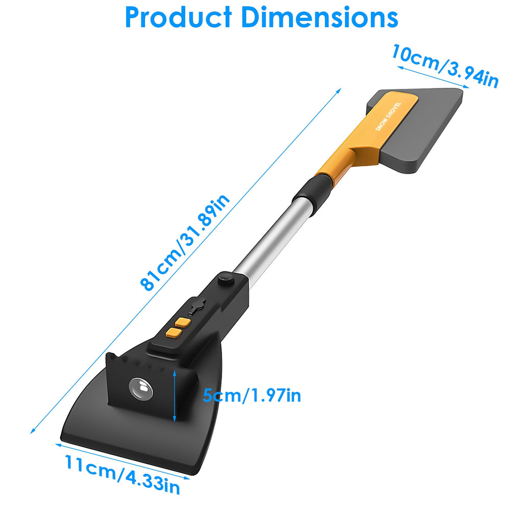 3-in-1 Car Snow Removal Tool with Light – Telescopic Brush, Ice Scraper & Shovel