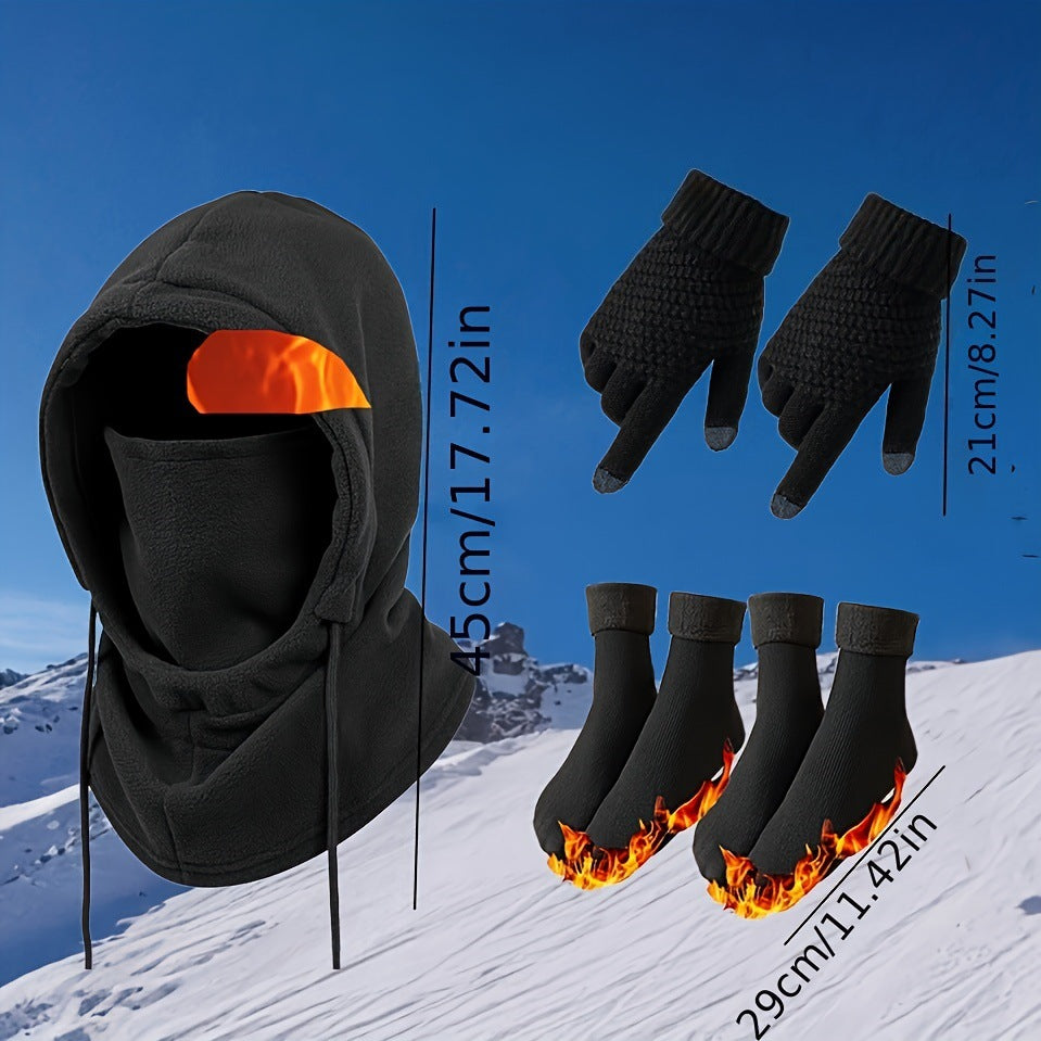 Winter Warm Hat Gloves Socks Set