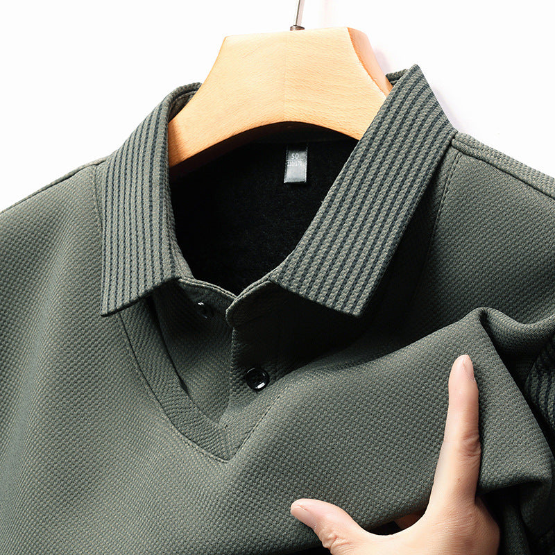 Business Casual Men's Clothing Fake Two-piece Striped Sleeve T-shirt