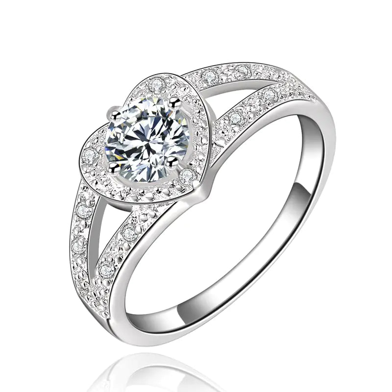 witElegant Heart Ring h Zirconia in 925 Silver