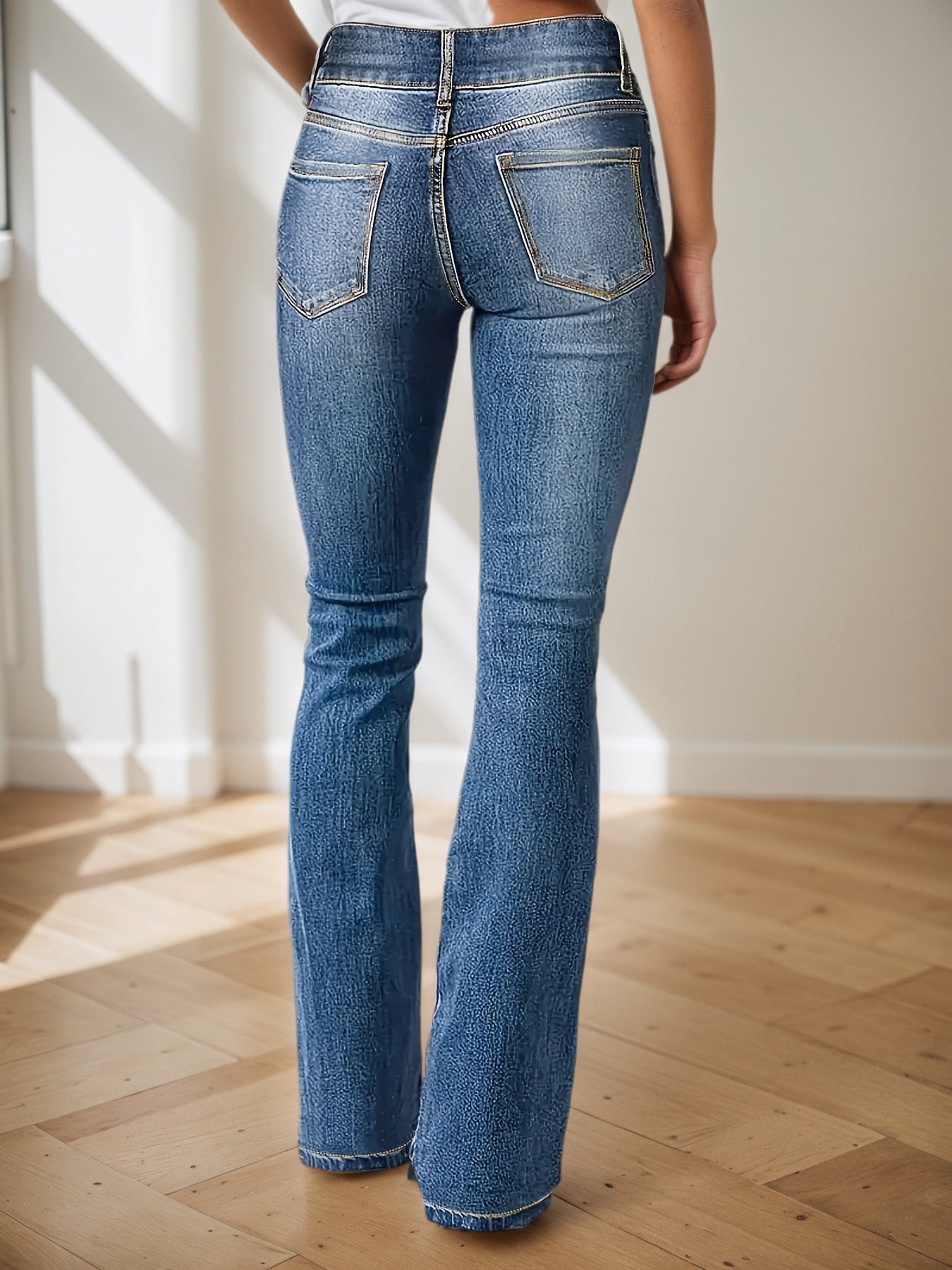 Denim Pants, High Waisted Pants, Micro Flared Jeans