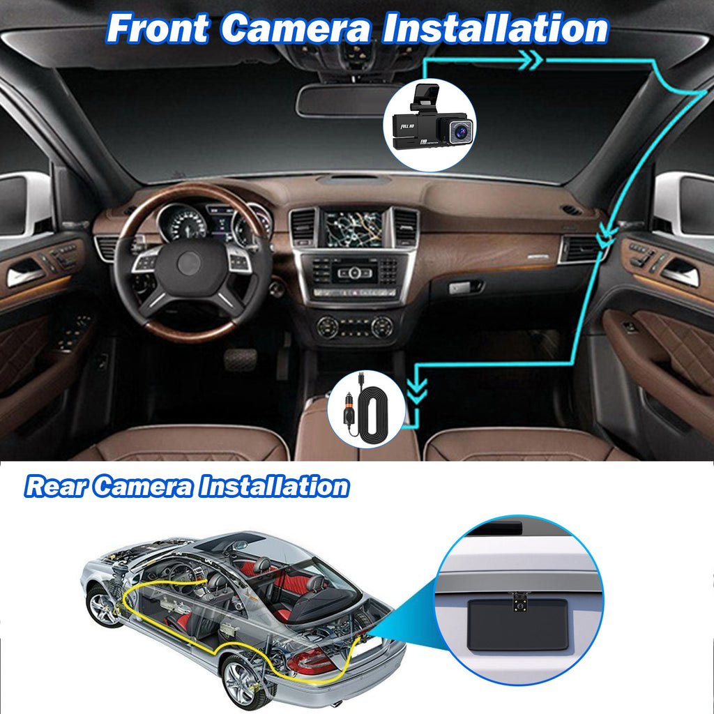 Channel 1080P WiFi Car Dash Cam with Night Vision & 64GB Card